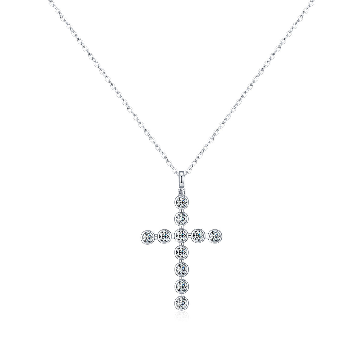 925 Sterling Silver VVS1 Cross Moissanite Necklace