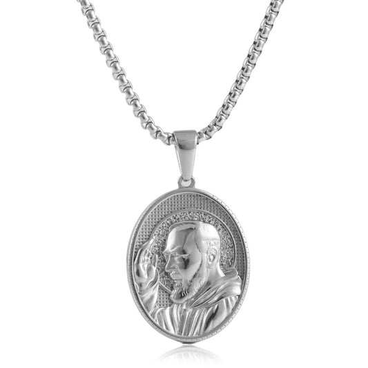 European And American Stainless Steel Oval Pendant Necklace