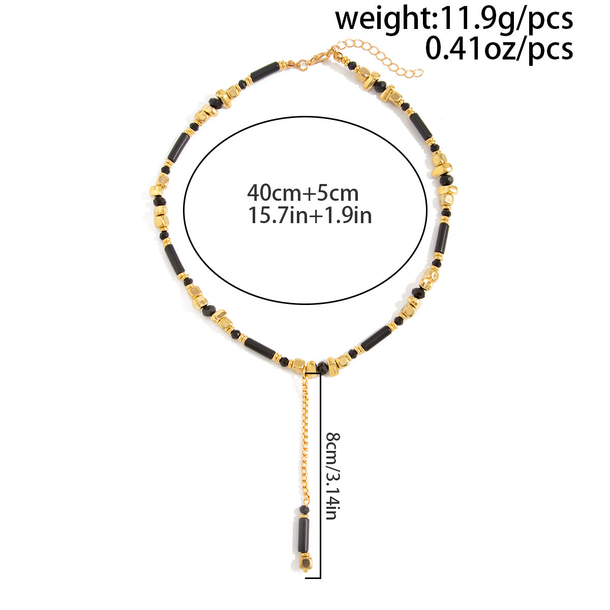 Cold Wind Splicing Round Bead Y-Shaped Collarbone Necklace French Beaded Retro Neck