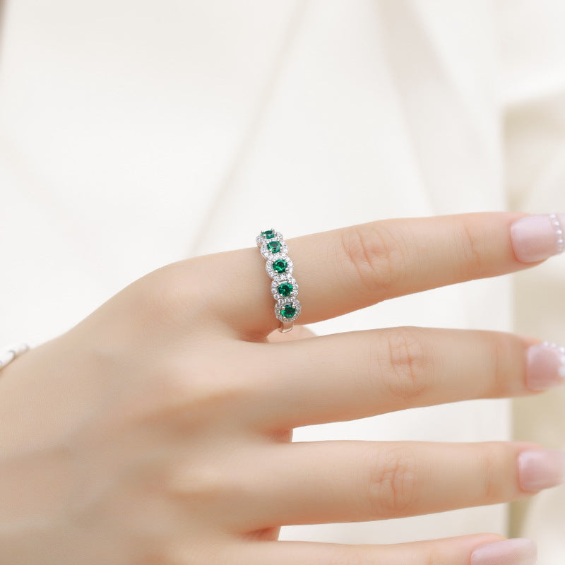 Planderful Jewelry Green Zircon Engagement Ring In Sterling Silver European American Style