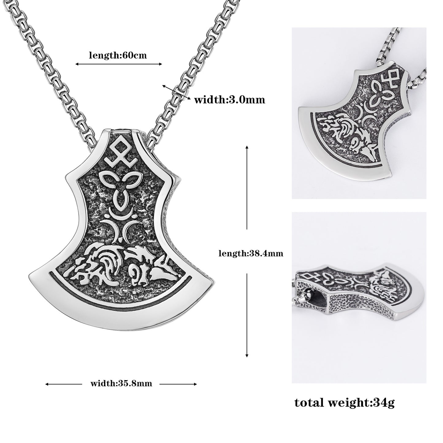 Stainless Steel Necklace – Vintage Viking Wolf Pendant