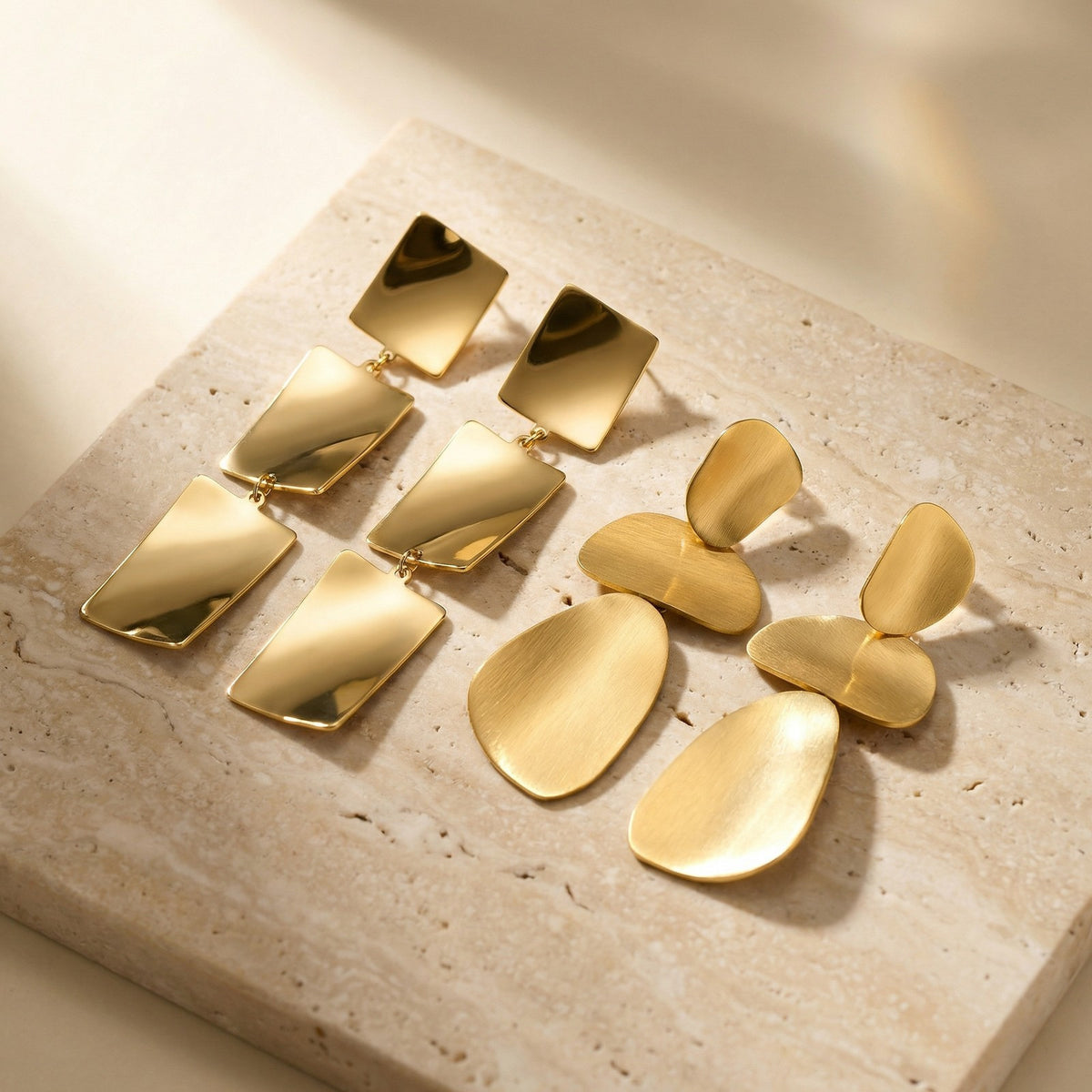 Gold-Plated Sculptural Drop Earrings