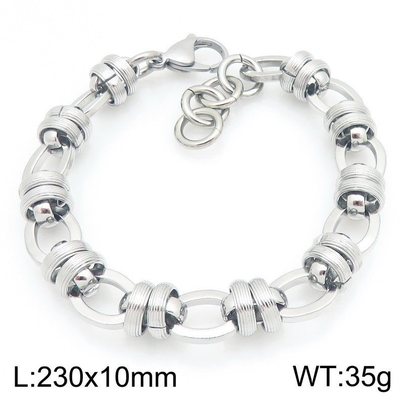 Hip Hop Knot Punk Vintage Wrap Ring Cuban Chain Stainless Steel Men's Bracelet