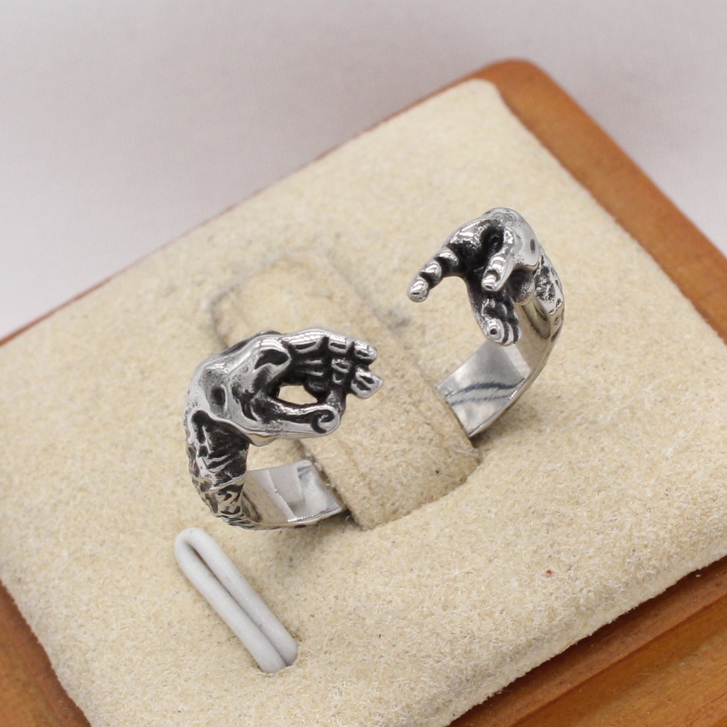 Planderful Jewelry Handshake Ring Sterling Steel Retro