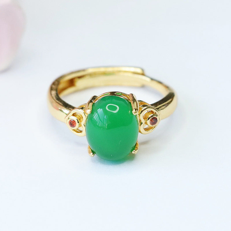 Palace Style Sterling Silver Ring with Green Chalcedony