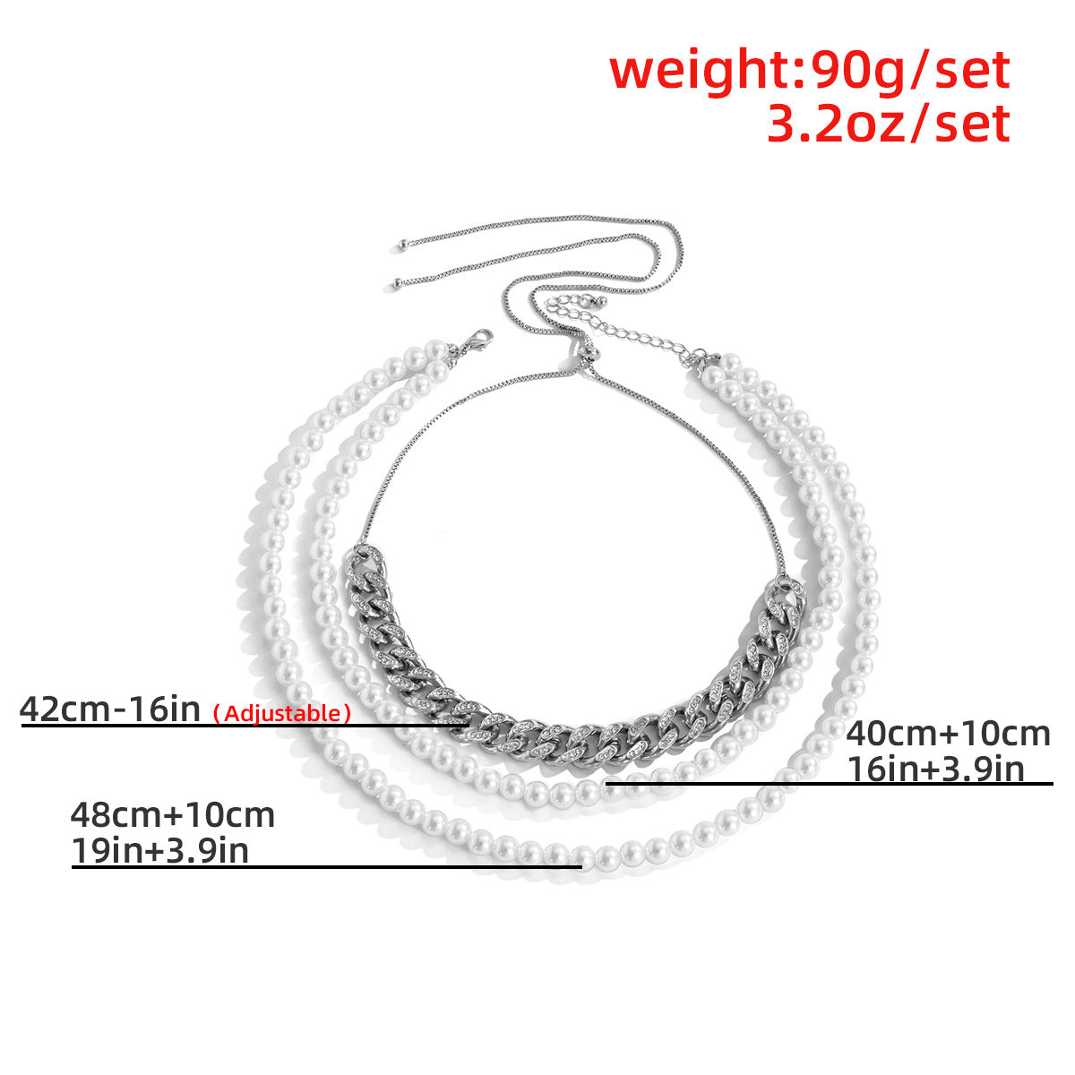 Planderful Vienna Verve Layered Pearl Necklace With Cuban Buckle And Zirconia Adjustable Elegant Statement Gift For Her