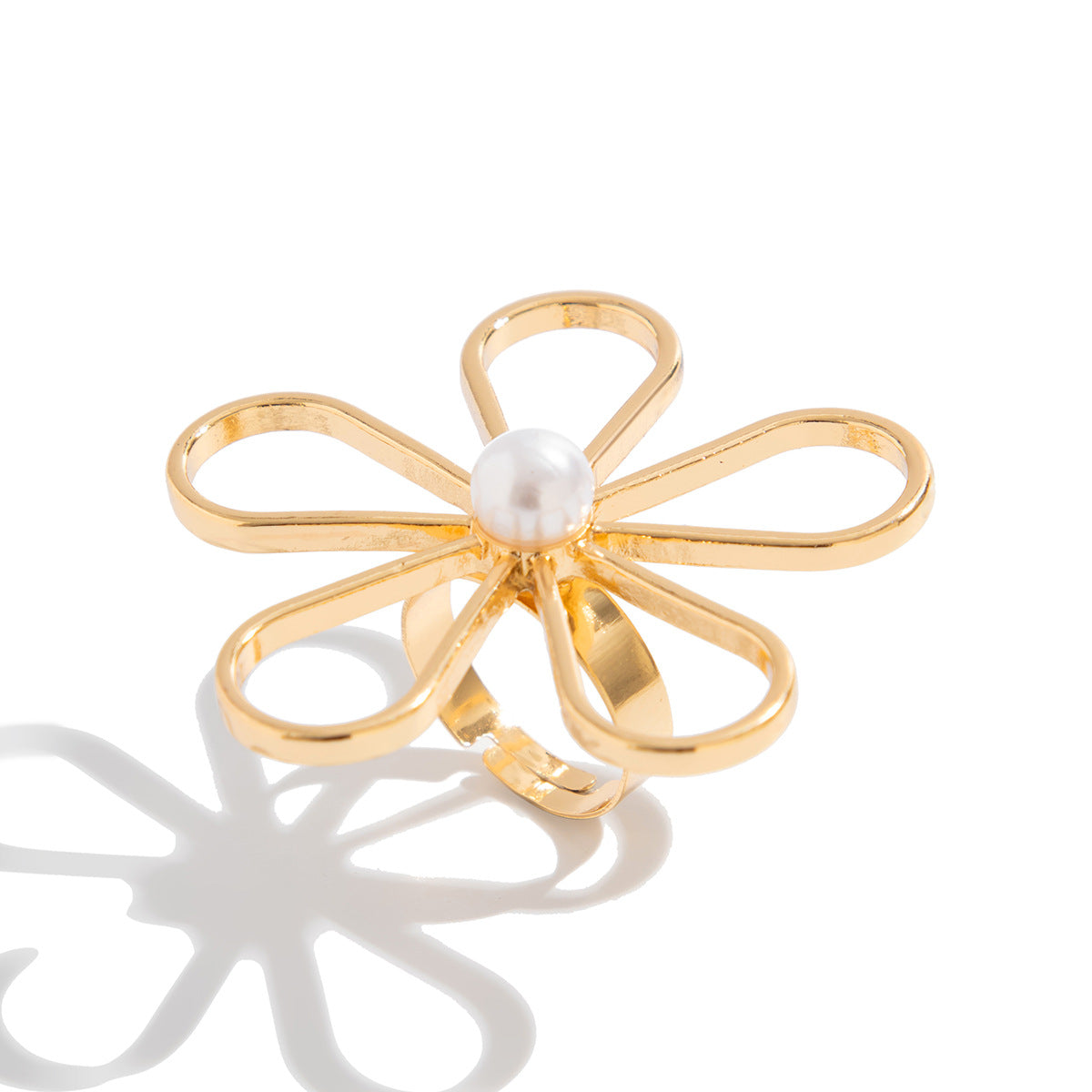 Planderful Vienna Verve Ring – Adjustable Hollow Flower Design