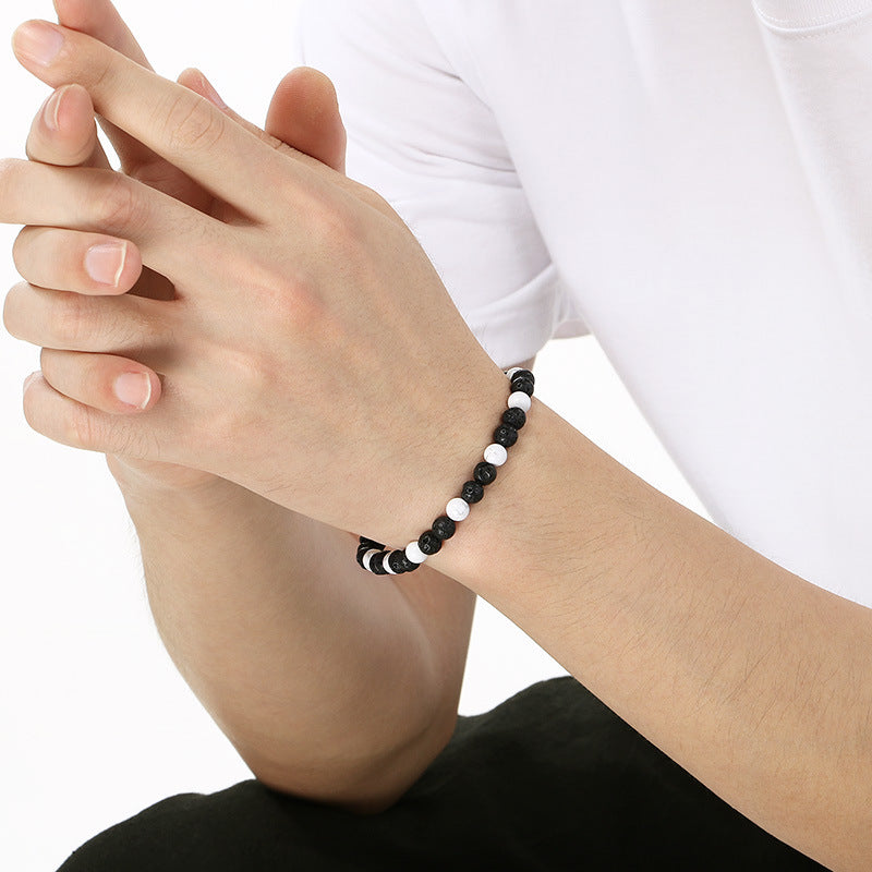 Bracelet – Tiger's Eye Stone Turquoise Magnetic Buckle Titanium Steel Men's Beaded