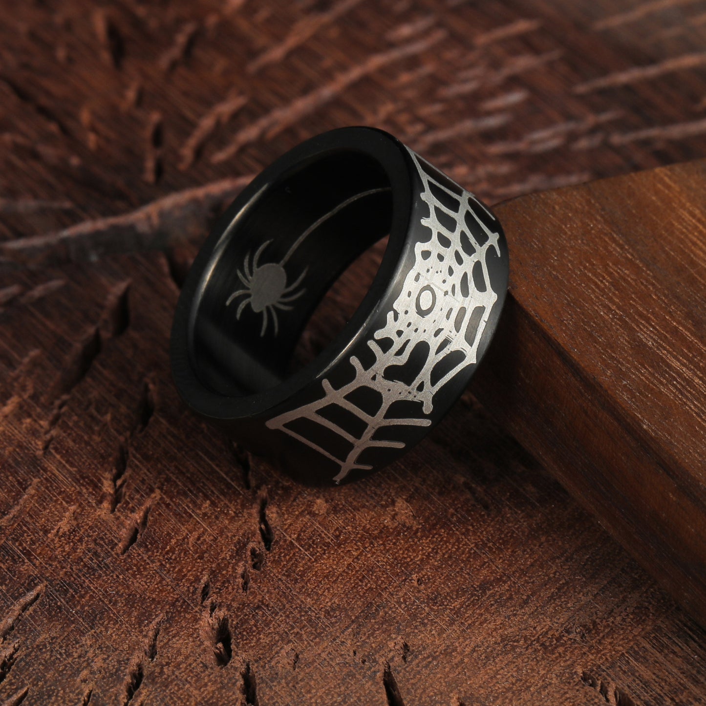 Planderful Spider Web Titanium Steel Ring 10MM Men Edition