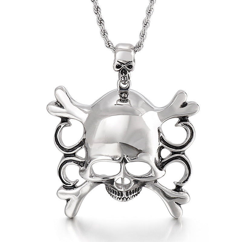Retro Pirate Skull Men's Titanium Steel Pendant - European Charm