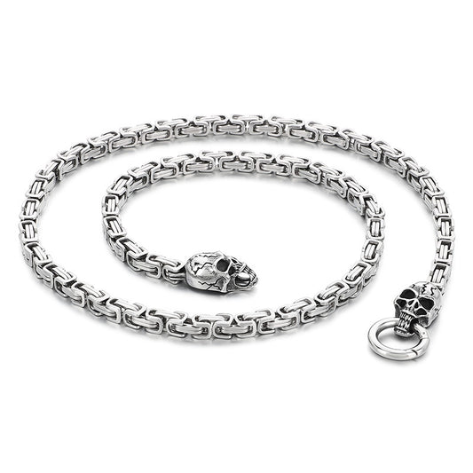 Planderful Titanium Steel Mens Ghost Skull Necklace Hip Hop