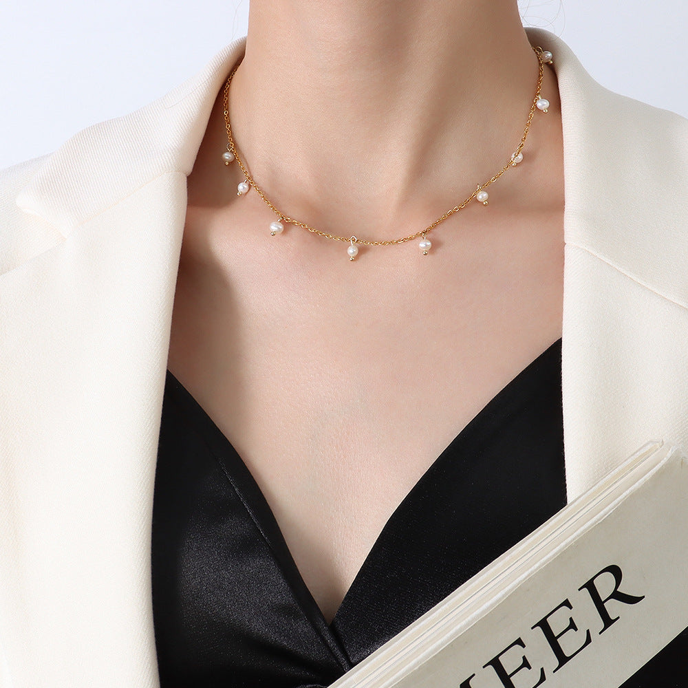 Elegant Gold-Plated Pearl Necklace for Women by Planderful - Everyday Genie Collection