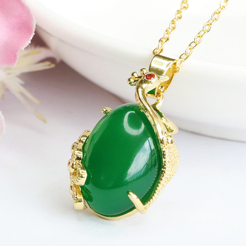 Phoenix Emperor Green Chalcedony Oval Pendant