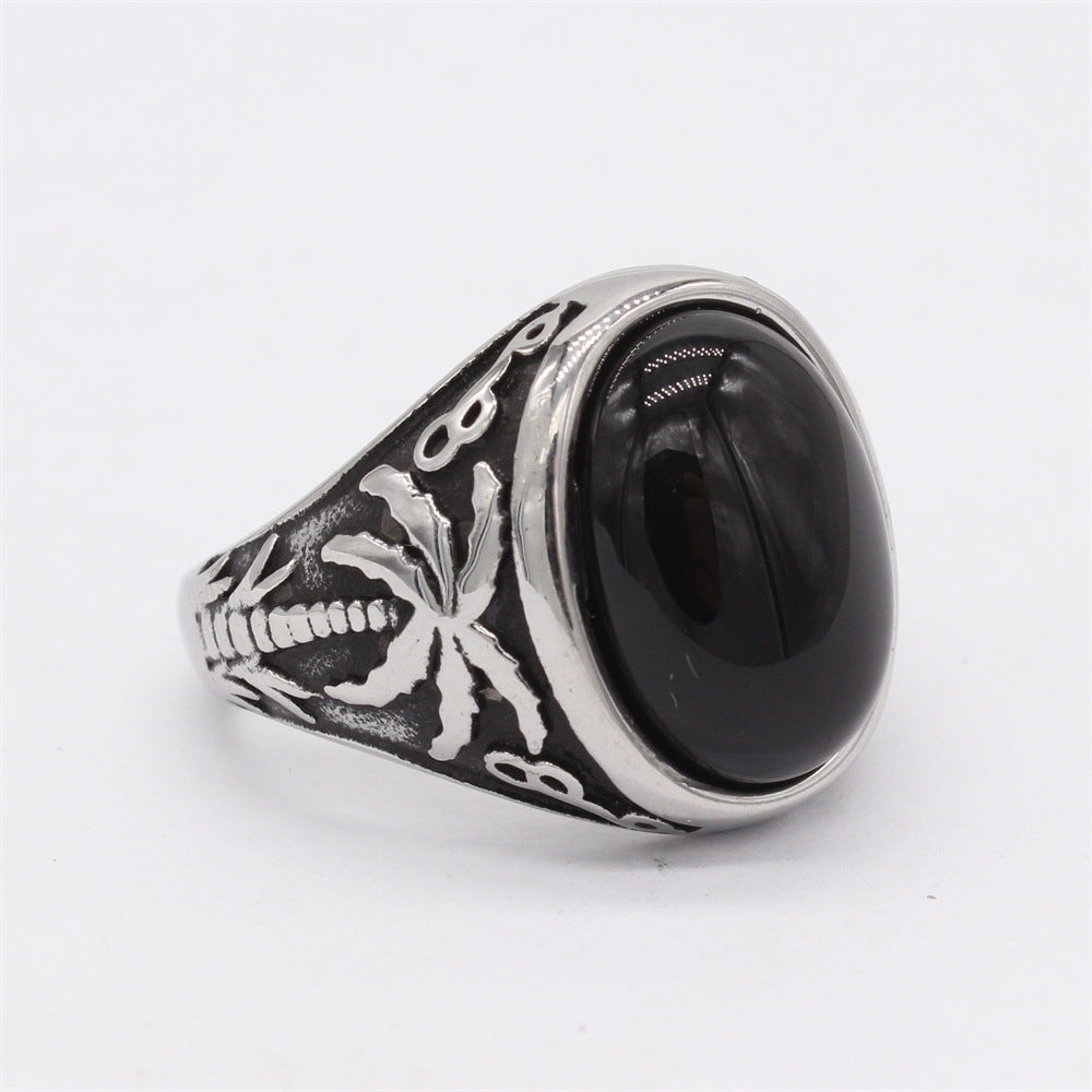 Planderful Unisex Steel Ring With Titanium Finish Durable Statement Retro Style For Men And Women