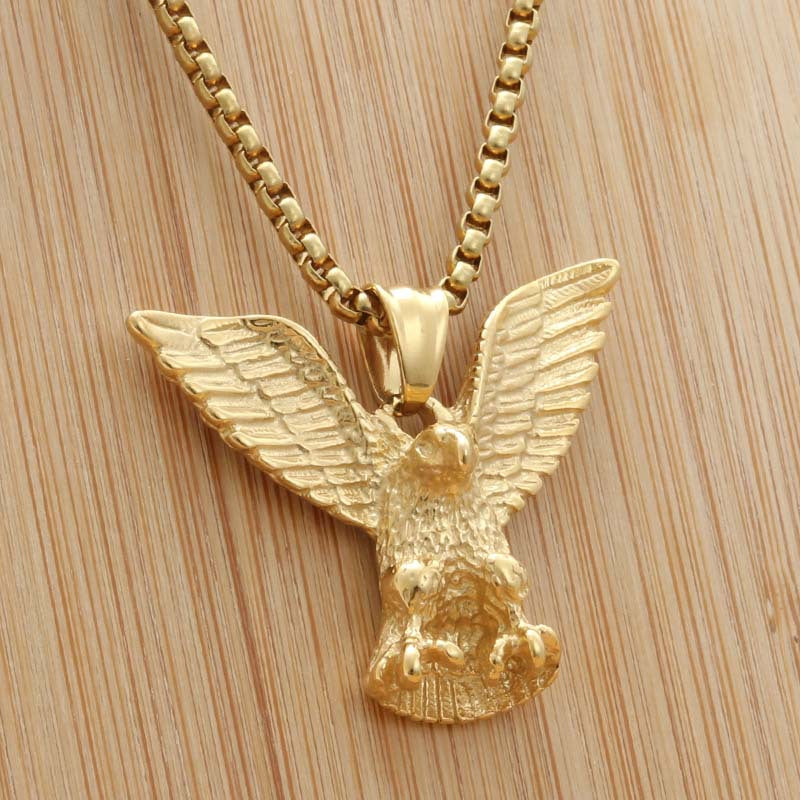 Personalized Titanium Steel Eagle Wing Pendant Necklace for Men - Retro Punk Style by Planderful