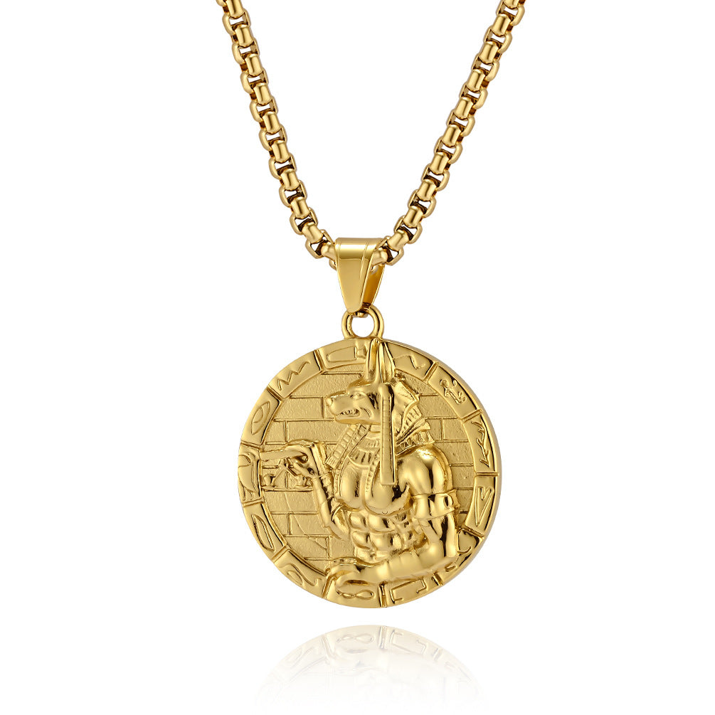Cross-Border Anubis Titanium Steel Necklace for Men