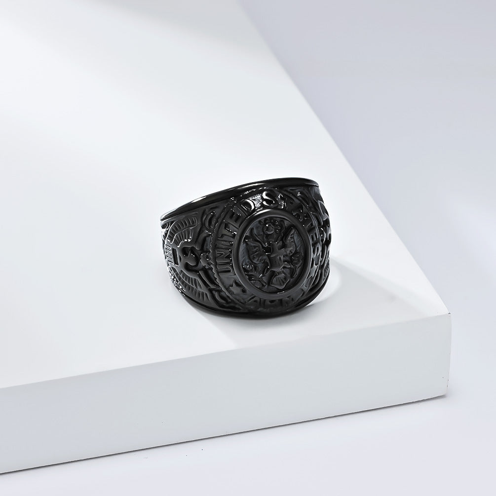 European American Retro Bald Eagle Titanium Steel Ring