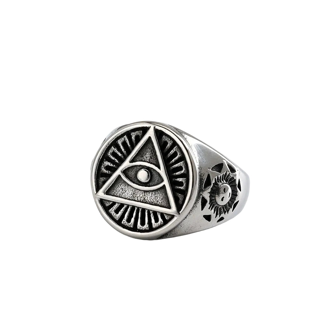 Vintage Eye of Horus Egyptian Stainless Steel Ring