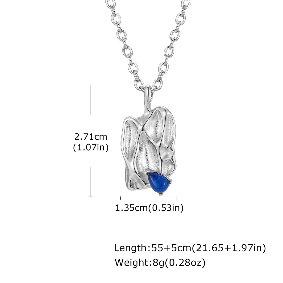 Natural Stone Textured Stainless Steel Necklace for Men