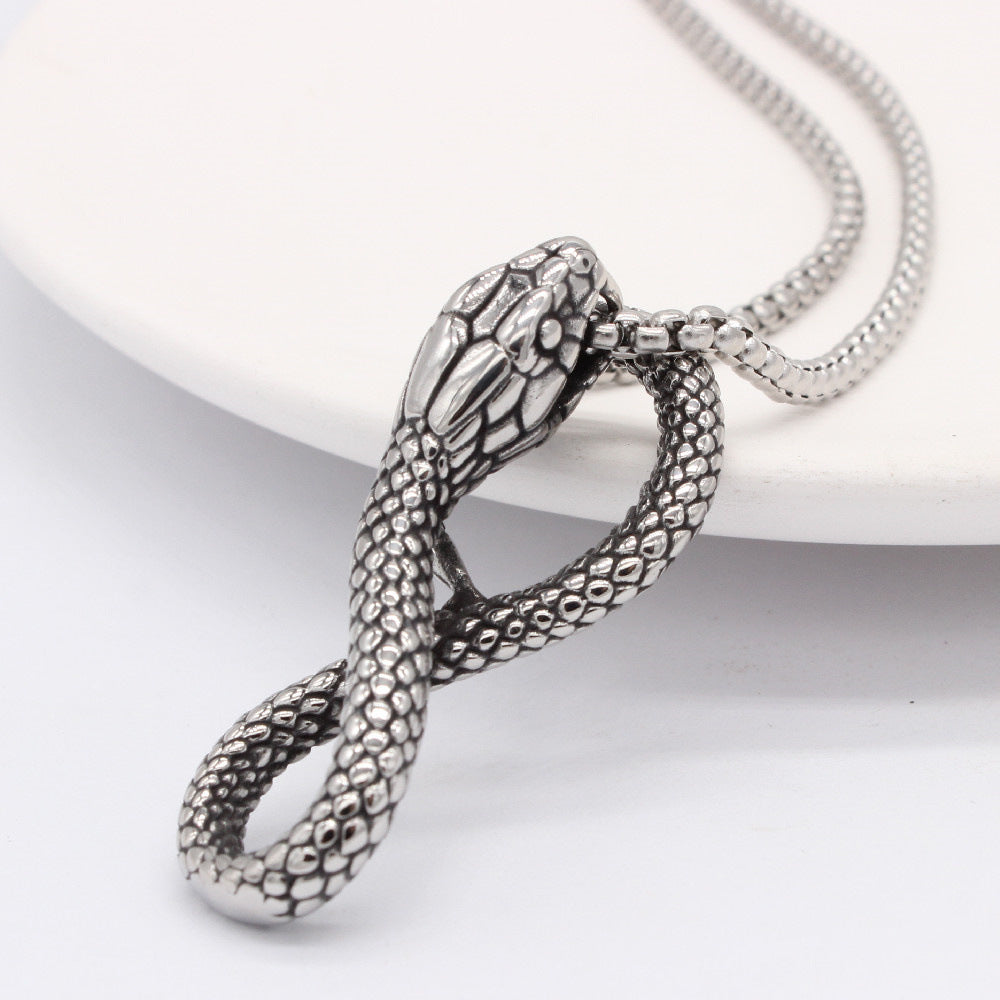 Cobra Pendant Titanium Steel For Men And Unisex Bold Protective Statement Jewelry By Planderful