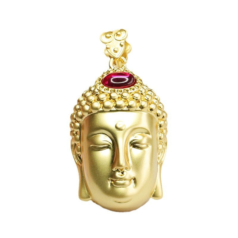 Lab-Grown Ruby Guanyin Pendant — No Chain