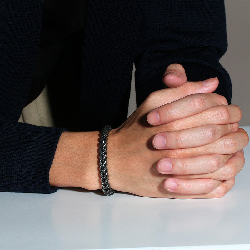 Titanium Steel Men's Bracelet Square Six-Sided Chain Jewelry