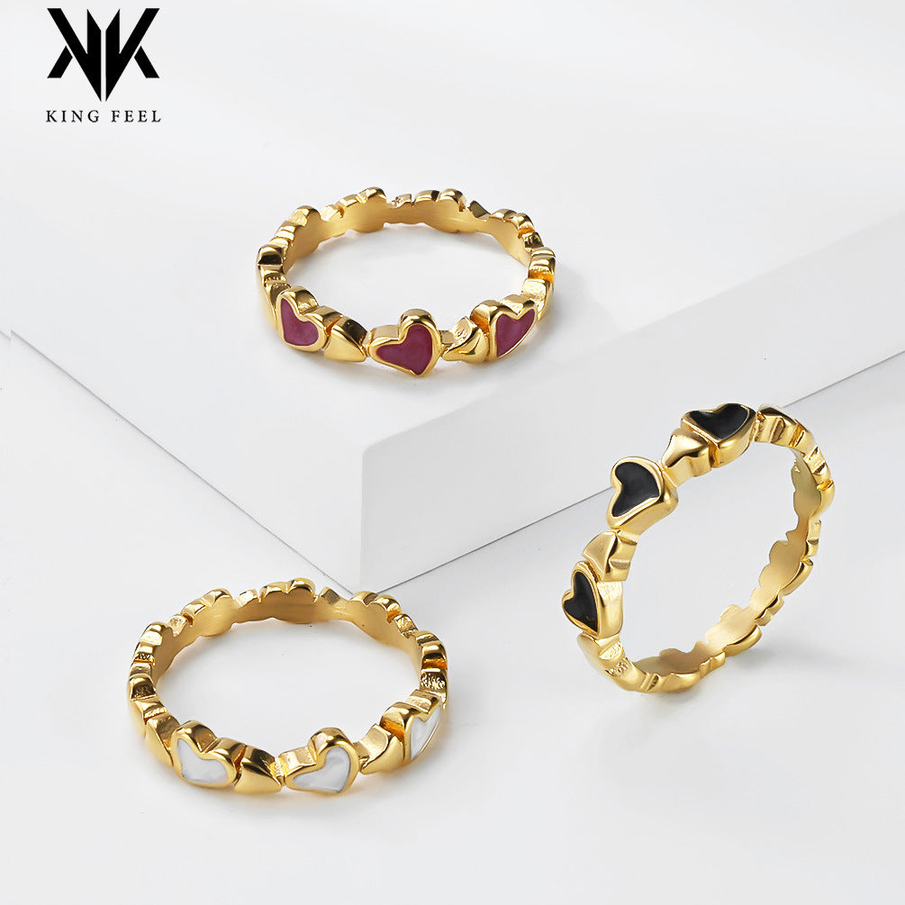 Heart-Shaped Gold-Plated Stainless Steel Ring for Women