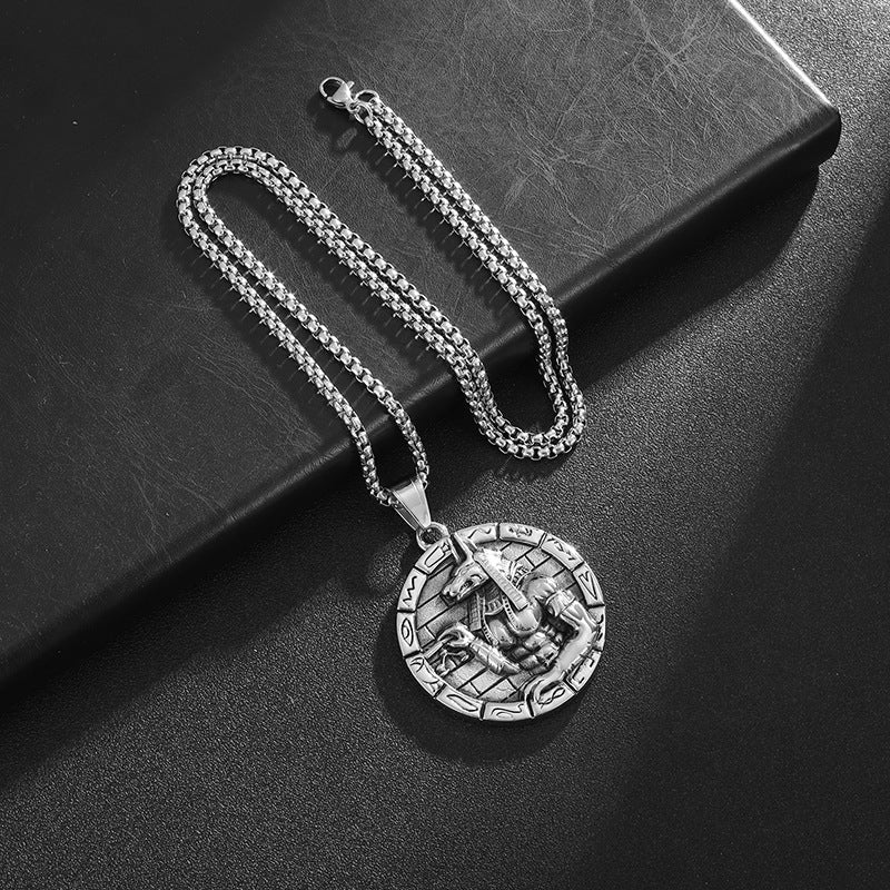 Anubis Pendant Necklace By Planderful Unisex Hip Hop Inspired Gold Plated Titanium Steel Jewelry