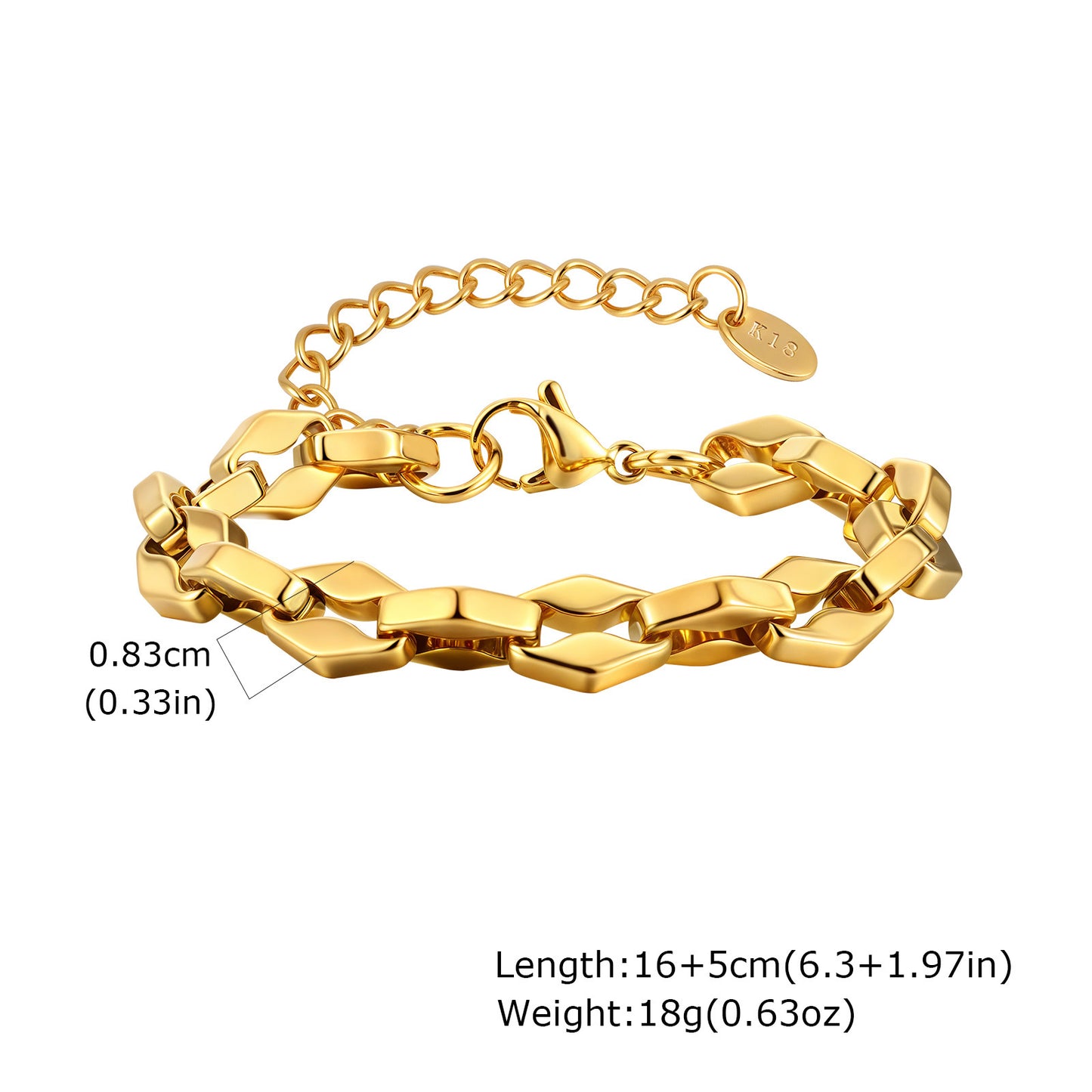 Planderful Hip Hop Lip Chain Stainless Steel Bracelet Men