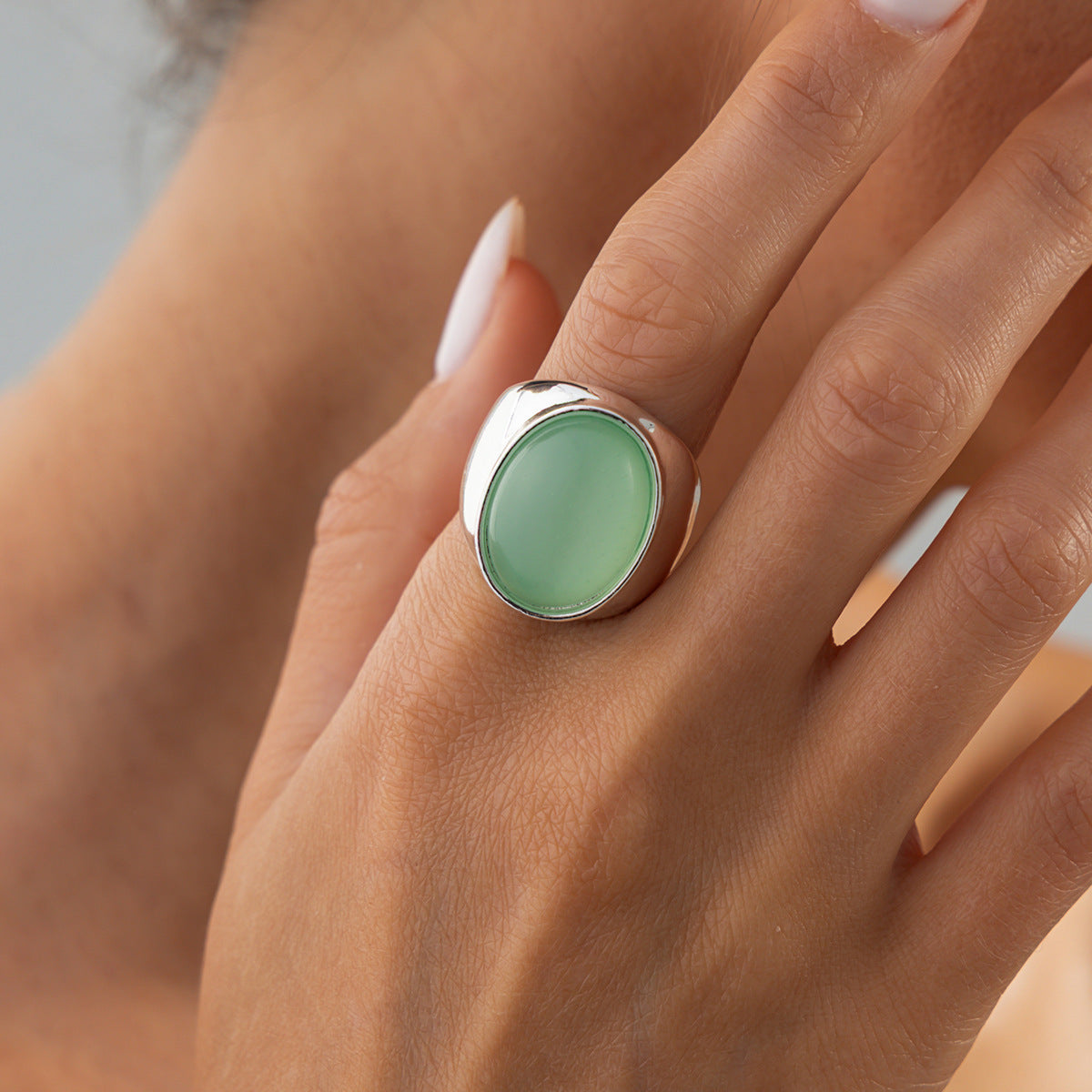 Planderful Vienna Verve Bold Geometric Resin Stone Square Ring for Women Large Wide Surface Statement Jewelry