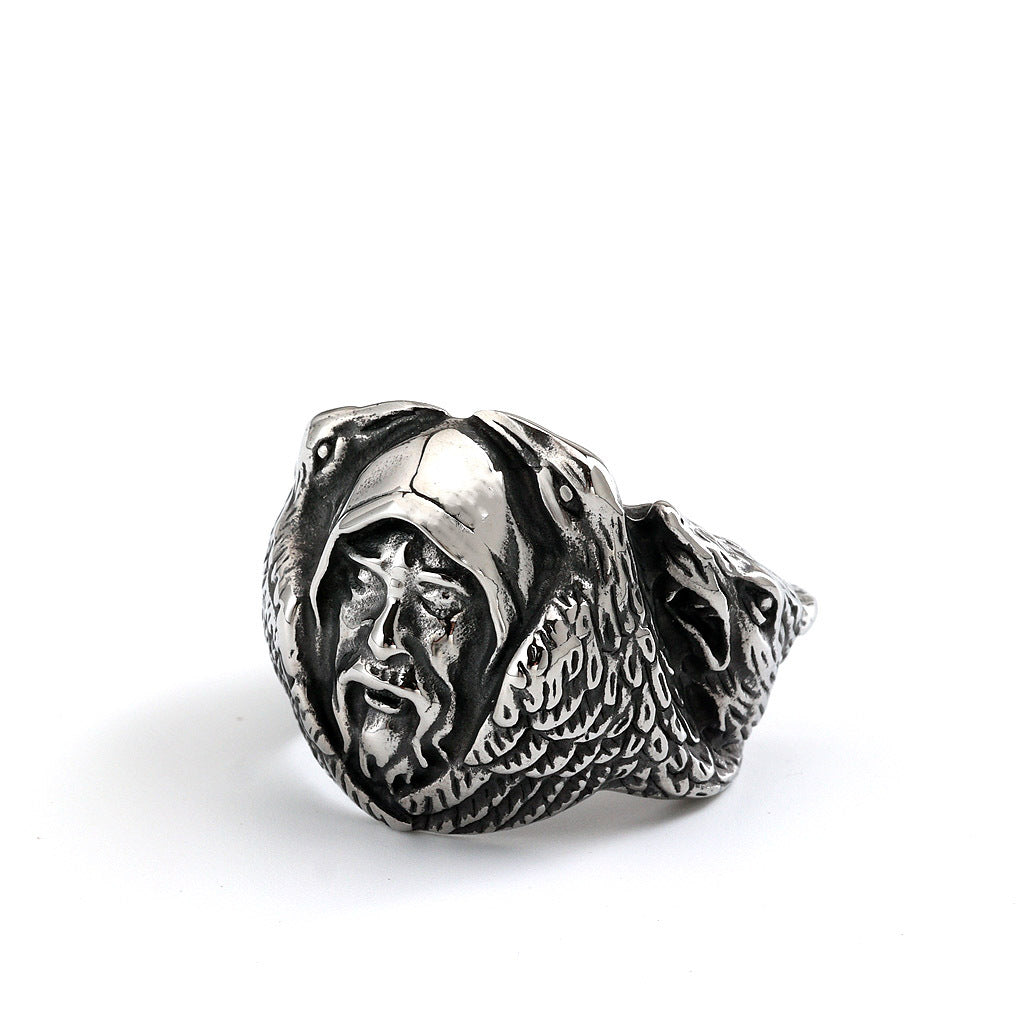 Vintage Viking Wolf Stainless Steel Men's Ring