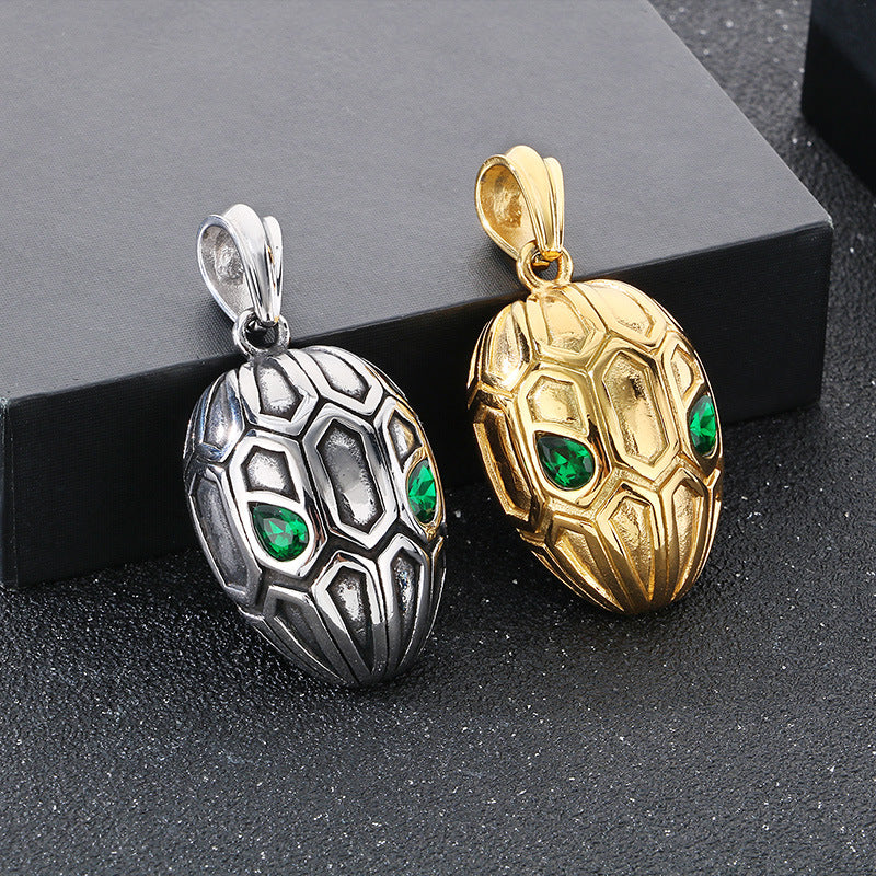 Planderful Zodiac Snake Pendant Vintage Stainless Steel Men