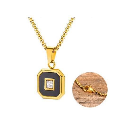 Lapis Lazuli Zircon Stainless Steel Necklace for Men