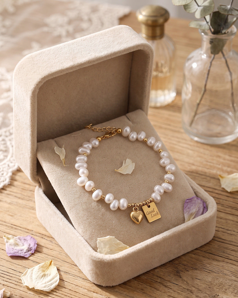 Freshwater Pearl Heart Bracelet