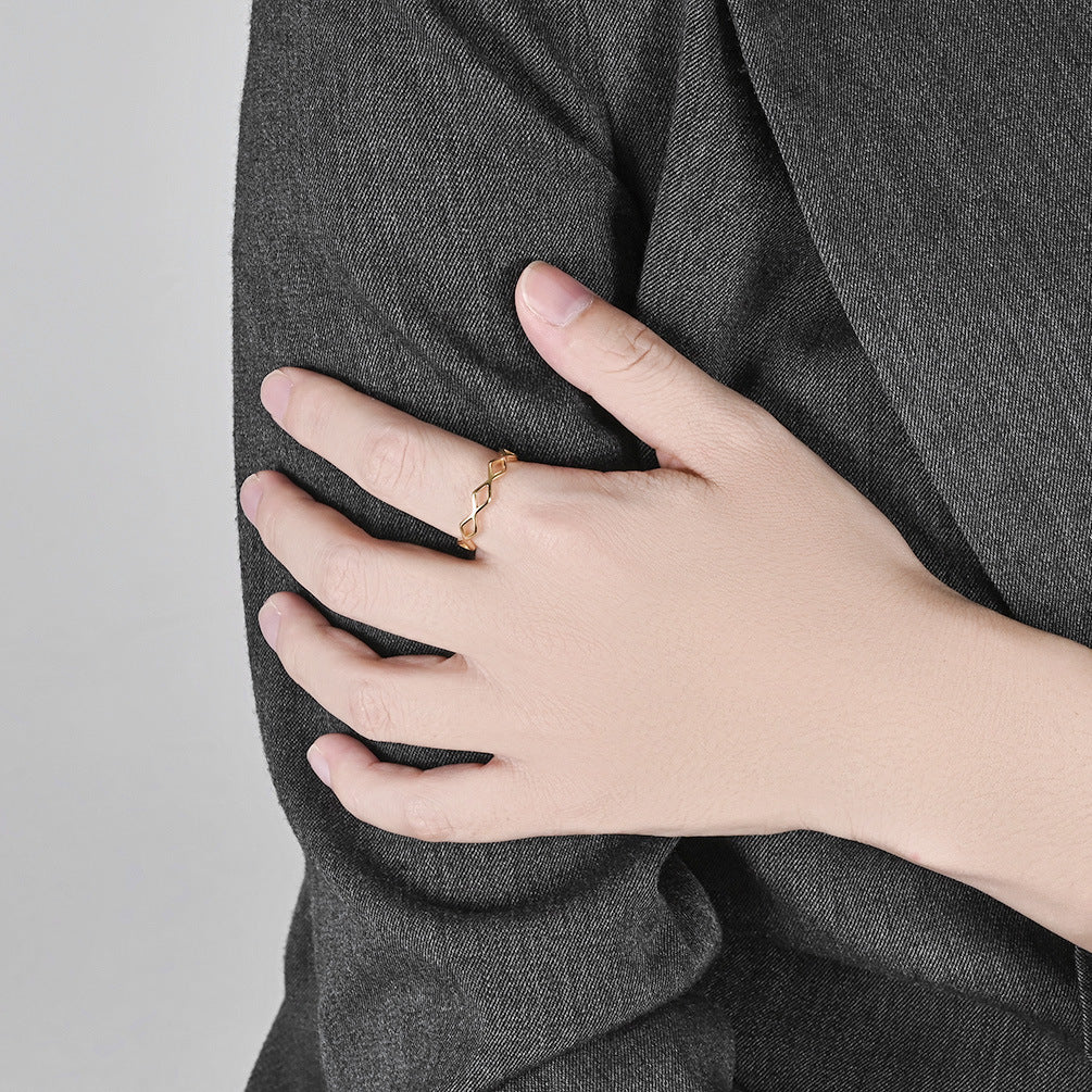 Simple Hollow Rhombus Stainless Steel Women's Tail Ring