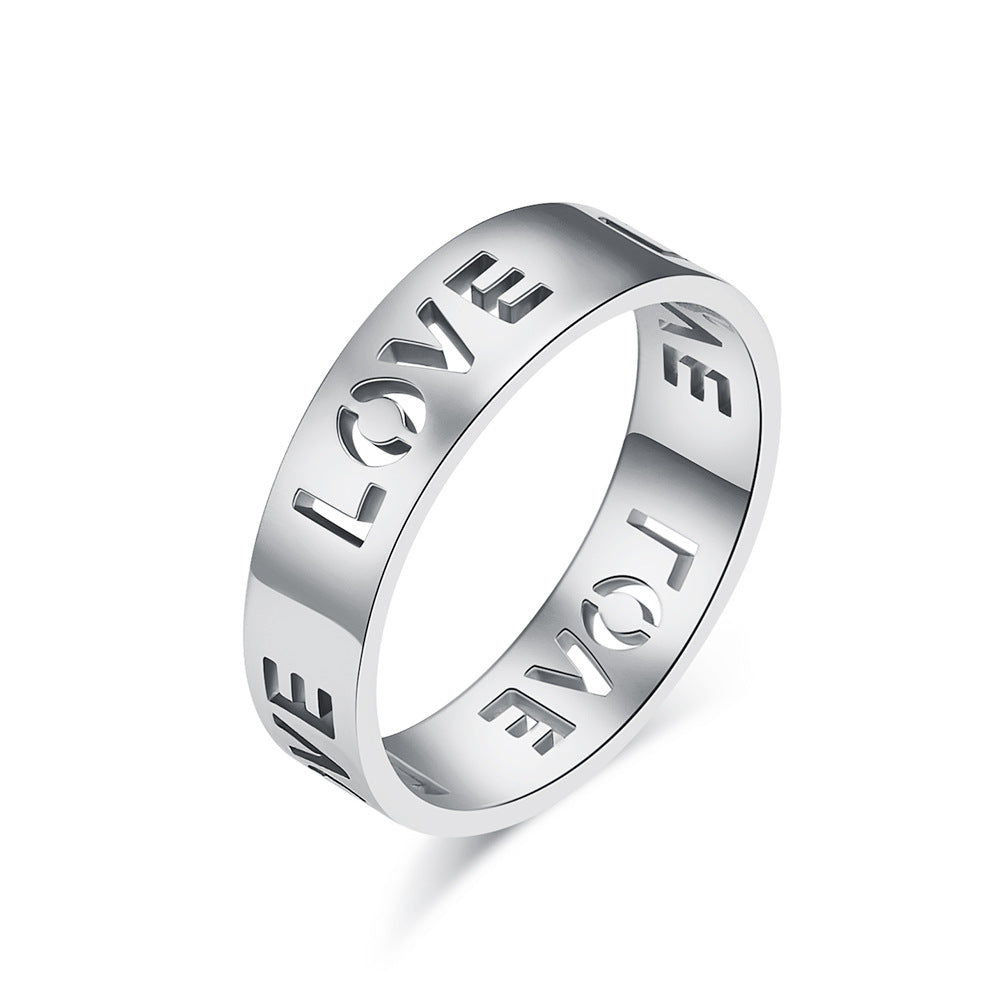 6Mm Wide Cross-Border Simple LOVE Titanium Steel Ring