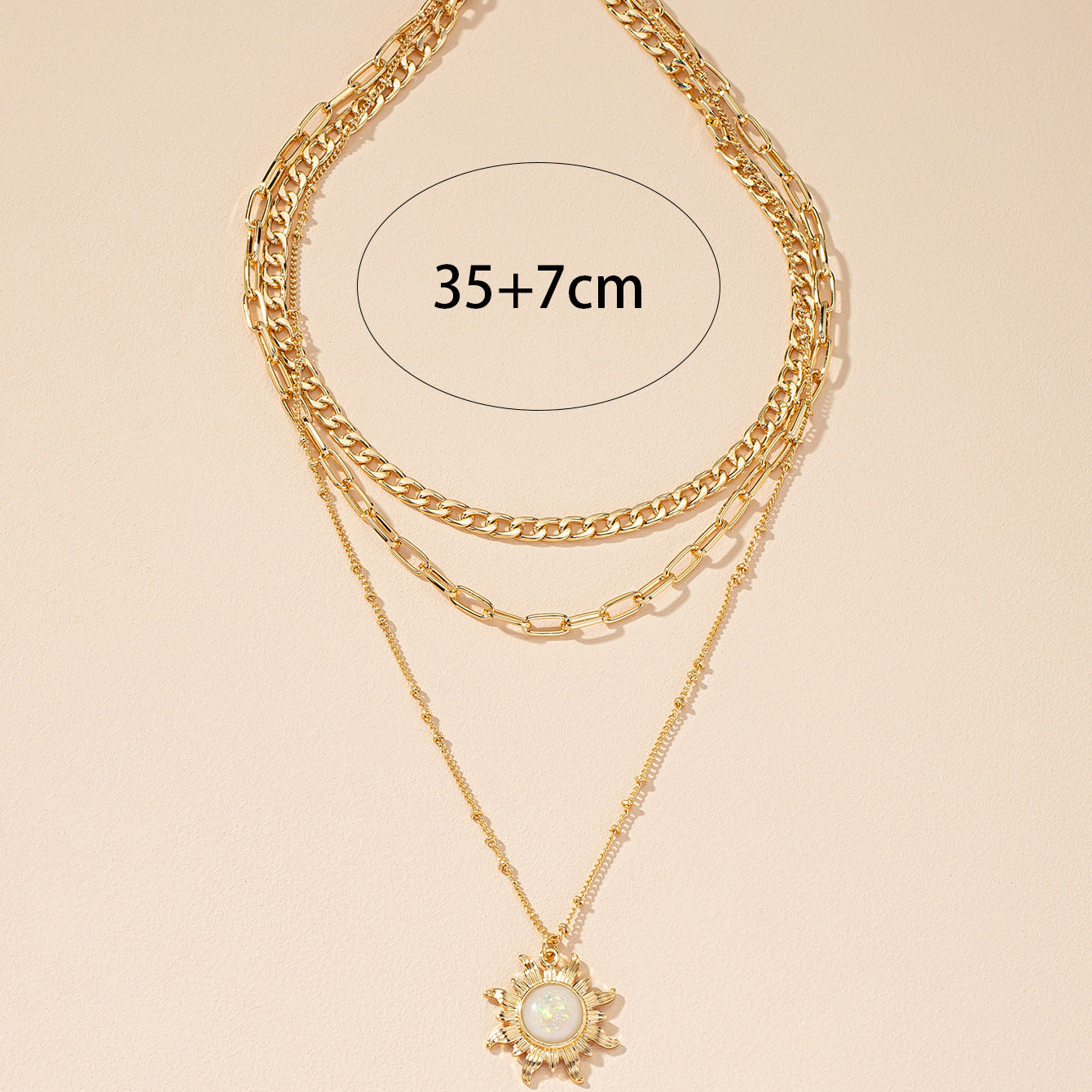 Sunflower Layered Necklace Set - European and American Style Wholesale Jewelry