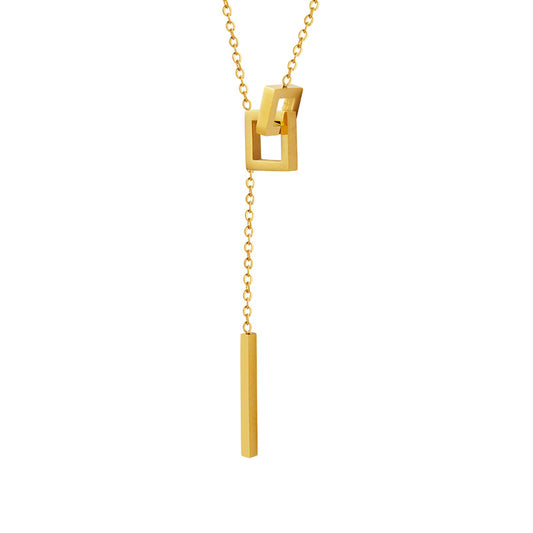 Geometric Square Tassel Necklace in Cold Wind Design for Stylish Women