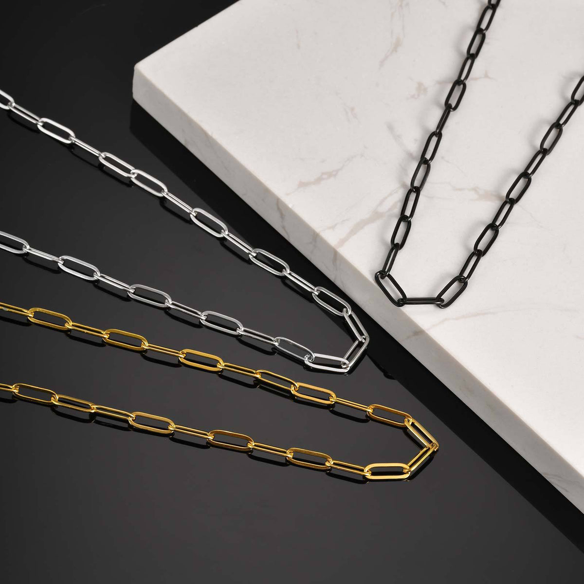 Thick Chain Stainless Steel Rectangular Chain Necklace Collarbone Chain Sweater Chain Men