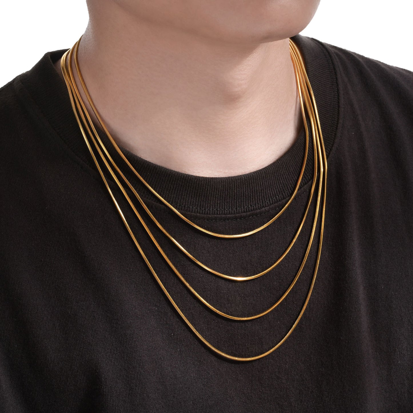 Fine Necklace Stainless Steel Square Snake Necklace Golden Men