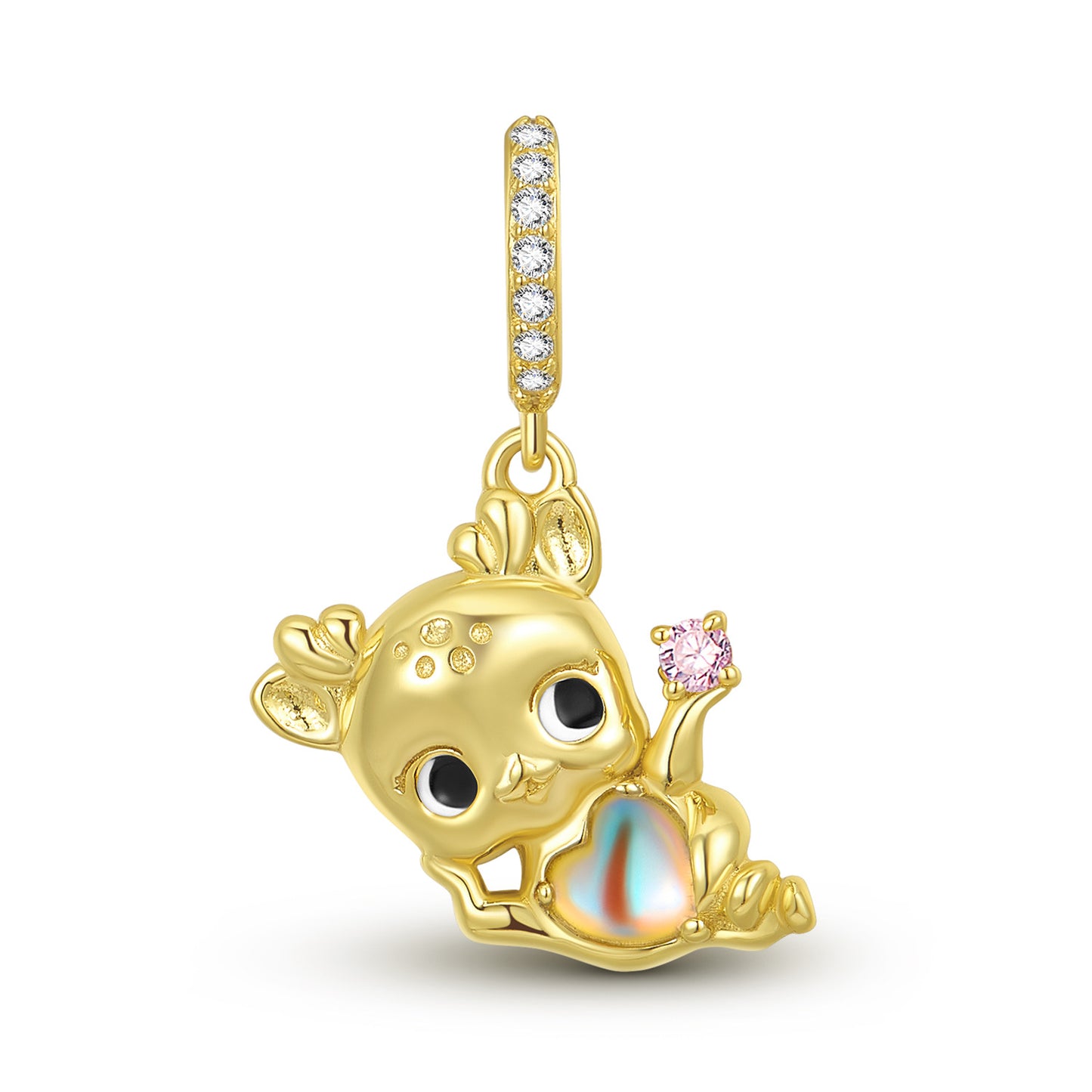 Planderful Everyday Genie – Creative Cute Sika Deer Pendant S925 Silver Plated 14K Gold Bracelet Necklace DIY Jewelry Accessories String Beads