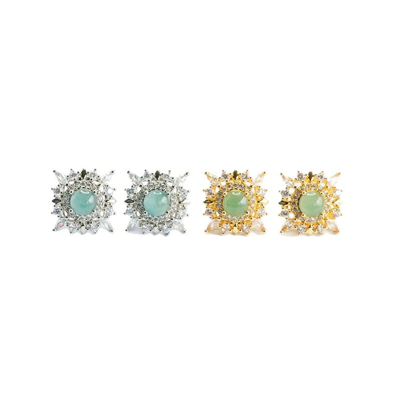 Blue-Water Jadeite Starfall Stud Earrings