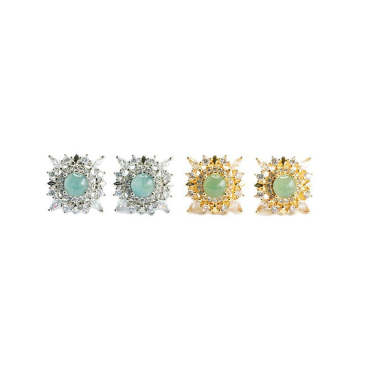 Blue-Water Jadeite Starfall Stud Earrings