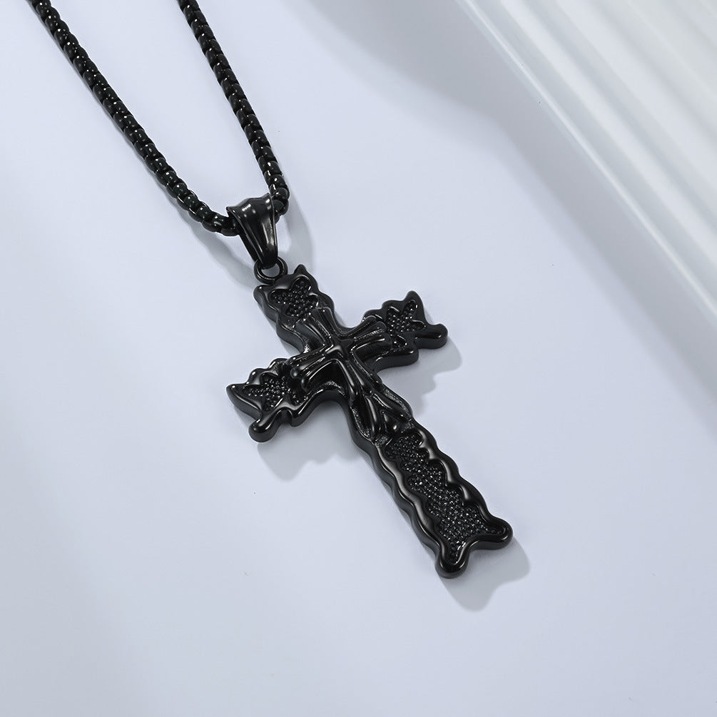 Planderful Stainless Steel Cross Pendant For Men Everyday Genie Autumn Trendy Punk Polished Jewelry Necklace