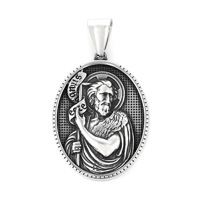 Punk Retro Maria Stainless Steel Men's Round Pendant - Planderful Everyday Genie Collection