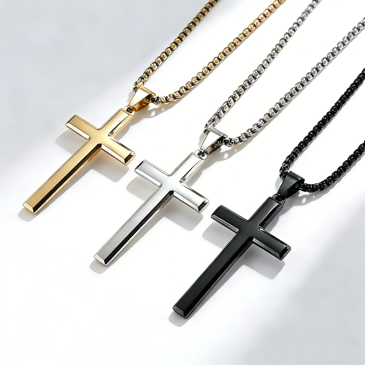 Steel Necklace – Minimalist Cross Pendant