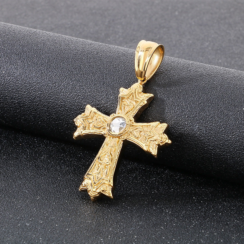 Planderful Mens Zircon Cross Pendant Personalized Necklace