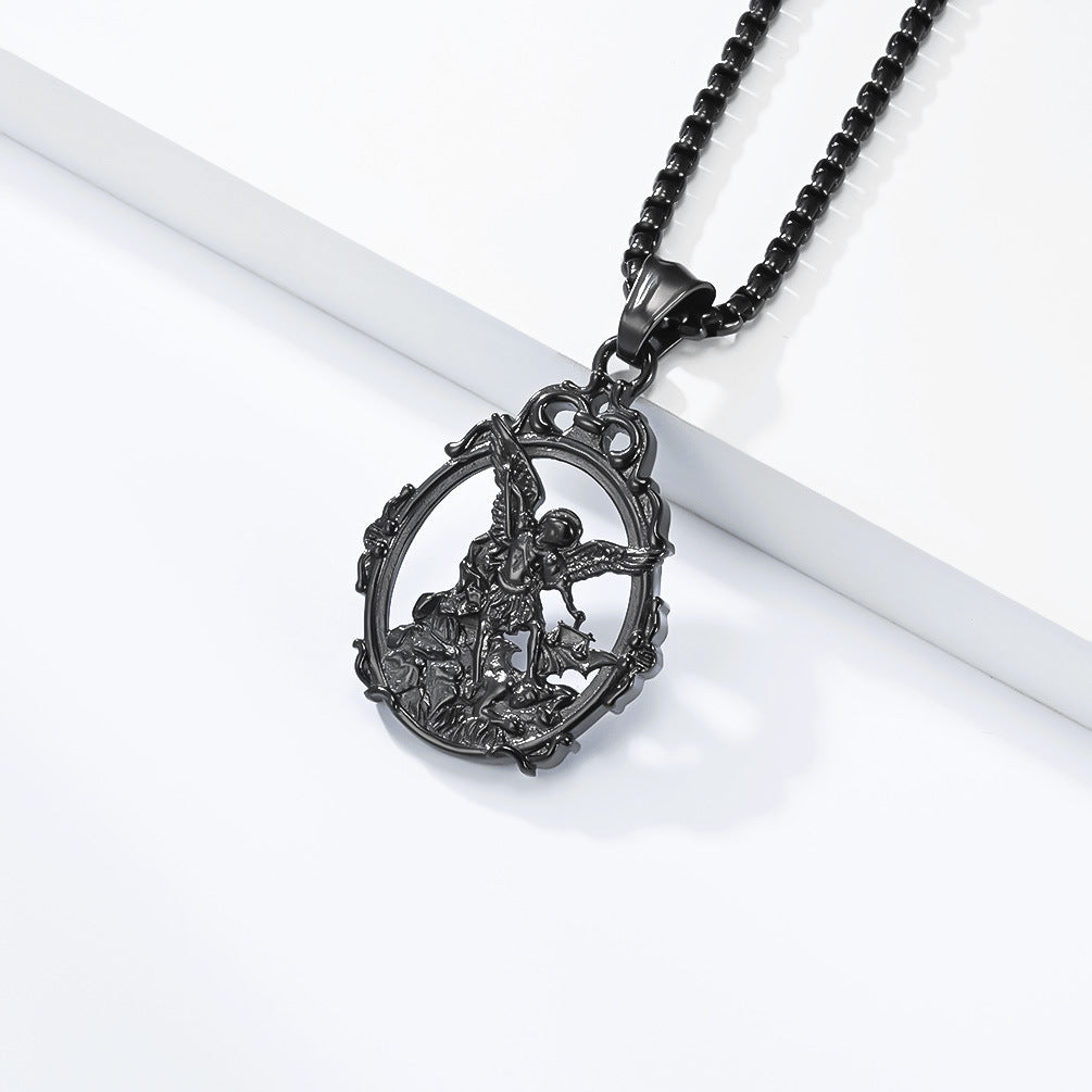 Planderful St Michael Archangel Pendant Necklace Unisex Protective Symbol For Everyday Wear