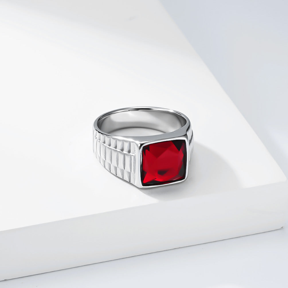 Gemstone Stainless Steel Men's Ring
