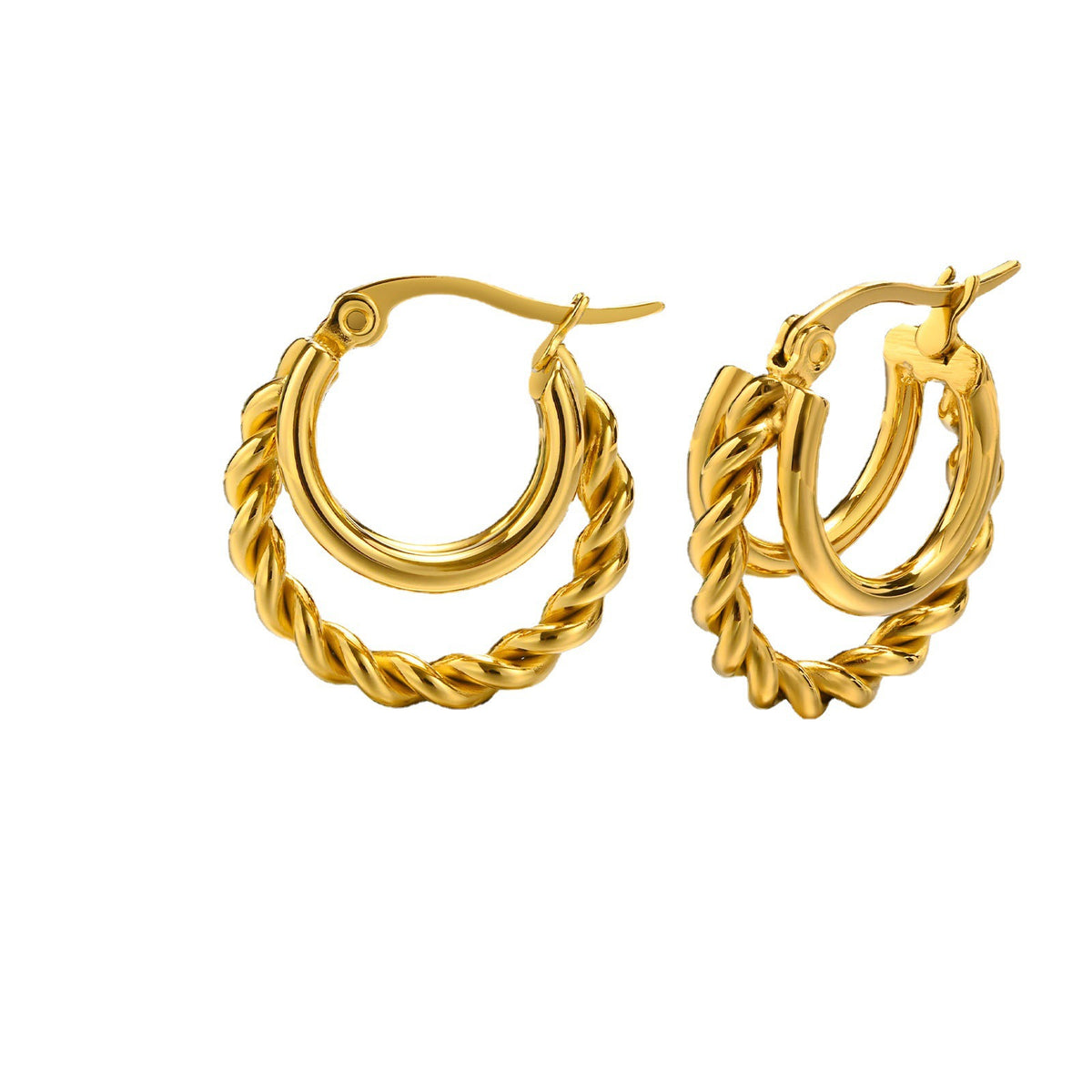 Gold-Tone Twisted Rope Hoop Earrings